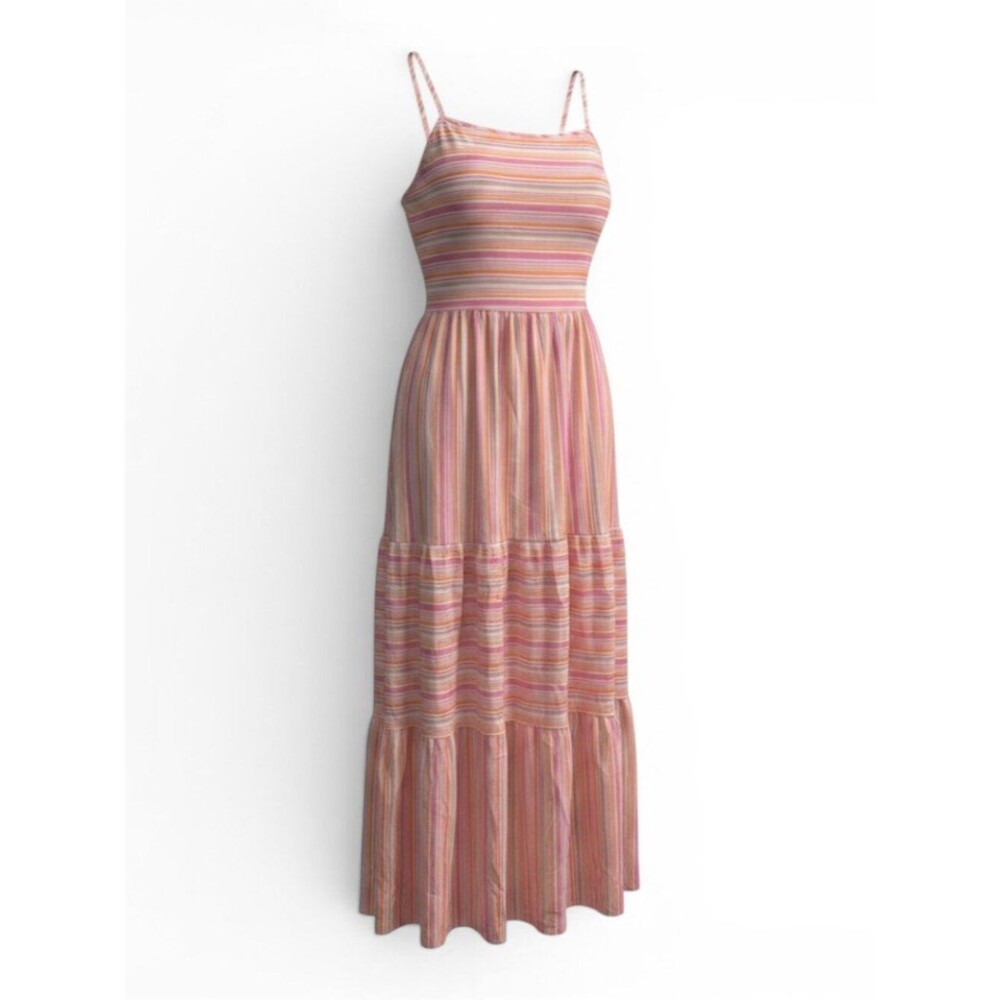 Cupshe Pink Multi-Stripe Spaghetti Strap Maxi Dress L